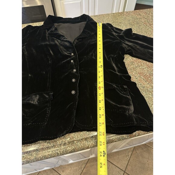 Black Velvet Long Sleeve Button Up Blazer  Jacket Shacket Womens S - Picture 10 of 11